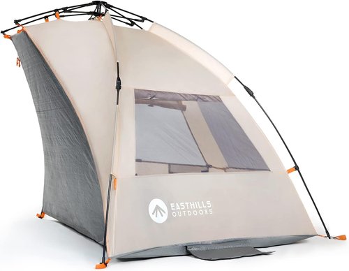 Easthills Outdoors Instant Shader Deluxe XL Beach Tent Easy Up 99" Wide for 4-6 Person Sun Shelter - Extended Zippered Porch Included Blue