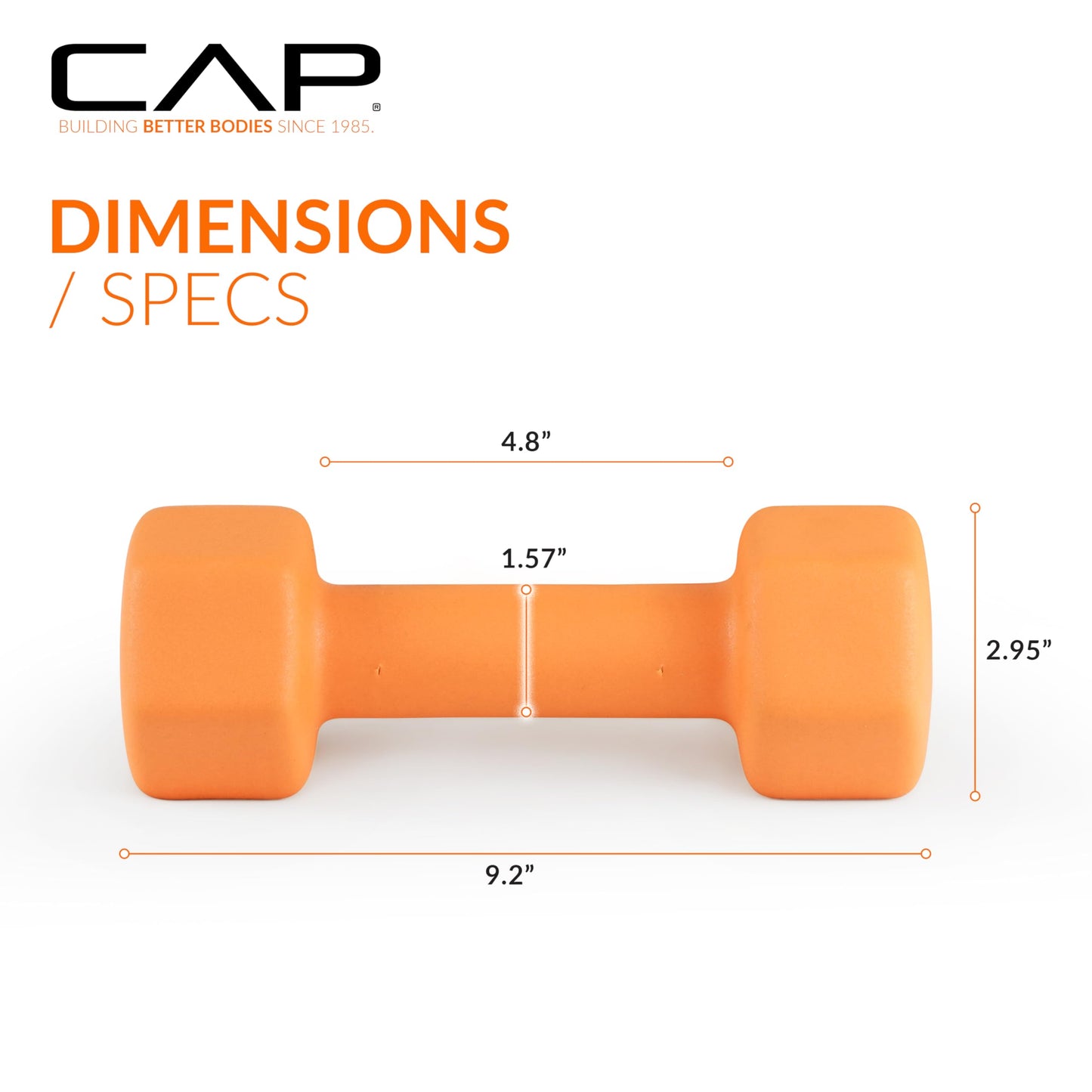 CAP Barbell CAP Neoprene Coated Dumbbell Weight, 8 lb Pair, Orange