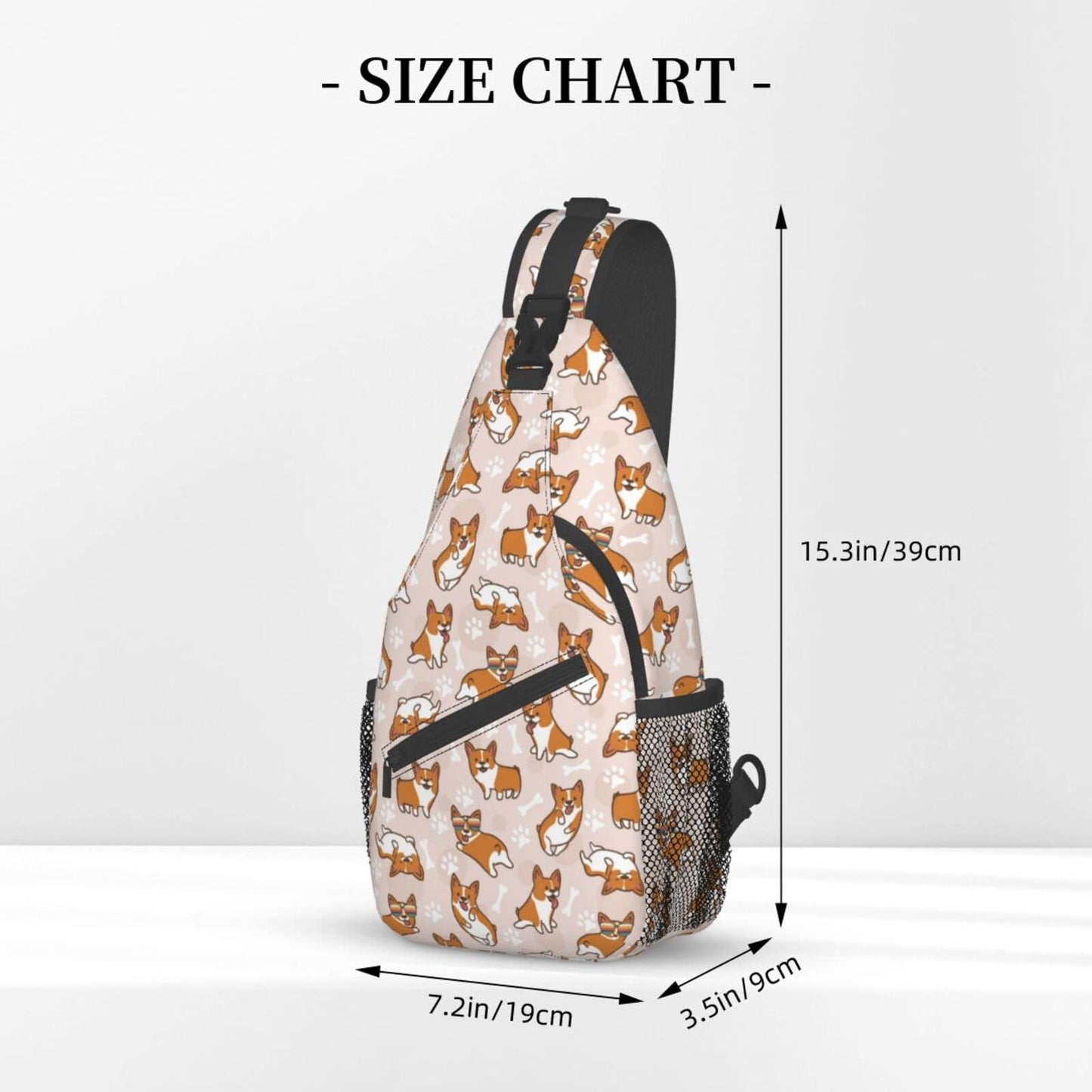 Qaonyui Corgi Sling Bag Crossbody Daypack Hiking Shoulder Backpack for Women Travel