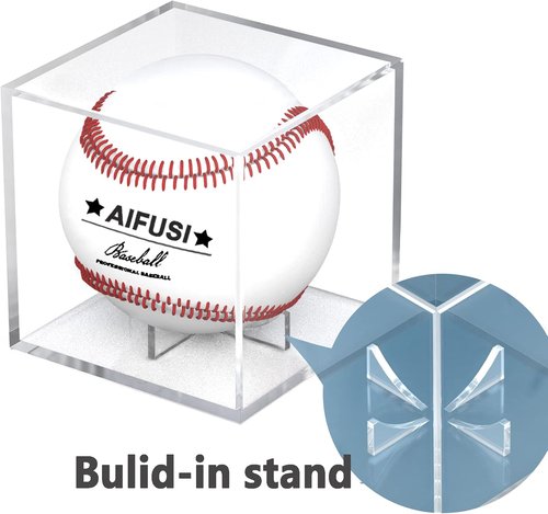 Baseball Display Case, UV Protected Acrylic Cube Baseball Holder Square Clear Box Memorabilia Display & Storage Sports Official Baseball Display Case - Autograph Display - Fits Official Size Ball