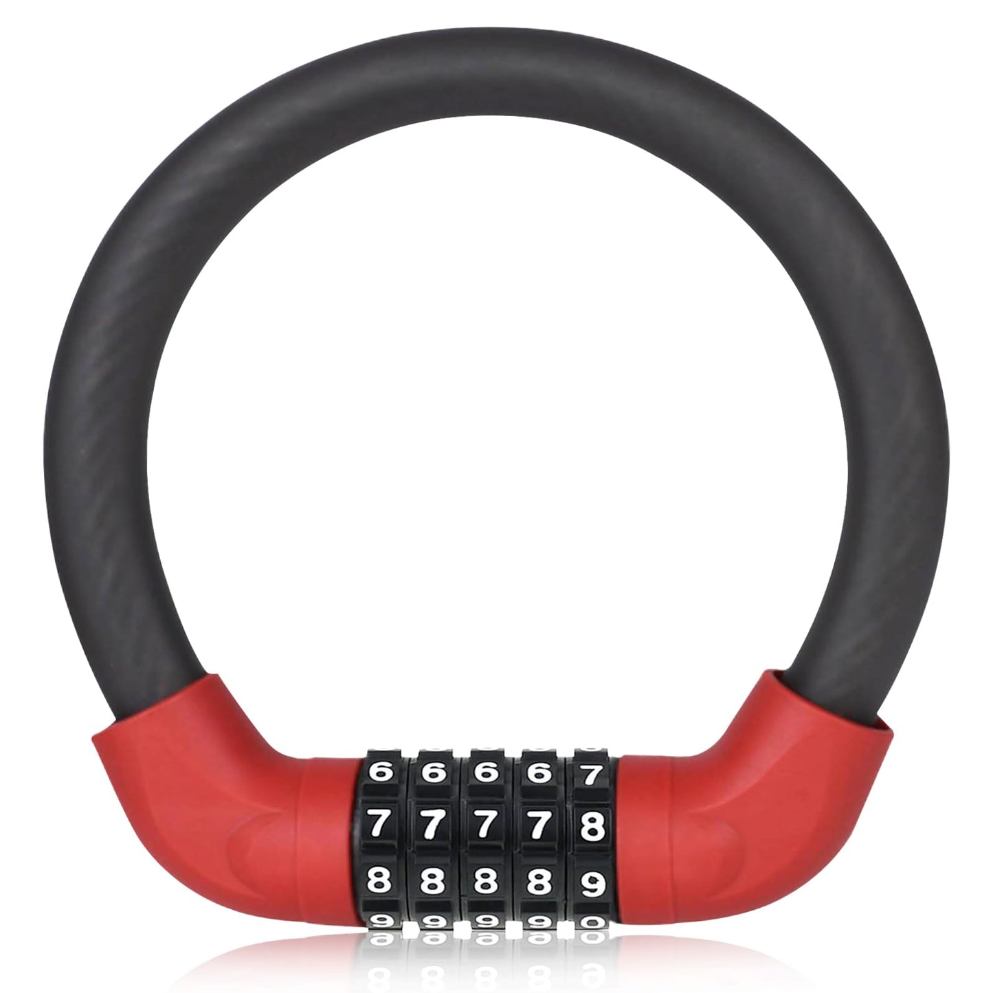 5 Digit Combination Bike Cable Lock, Lightweight Bicycle Lock Anti Theft Resettable Combination Portable Bicycle Cable Locks for Bike, 15inch, Red