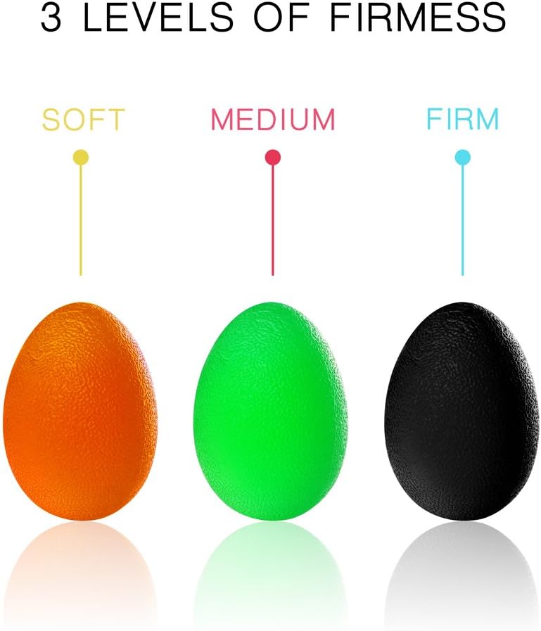 Hand Squeeze Stress Balls Set with Carry Bag 3 Resistance, Finger Wrist Arthritis Therapy Rehab Exerciser, Carpal Tunnel, Stroke Rehabilitation Equipment