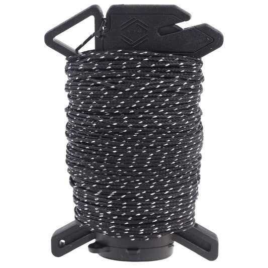 Atwood Rope Ready Rope™ Micro Cord Dispenser 125ft 100lb Test, Camping Gear Survival Tool, Built in Storage, Cutting Blade, Cord Grip, Gear Loop, Made in USA (Reflective Black)