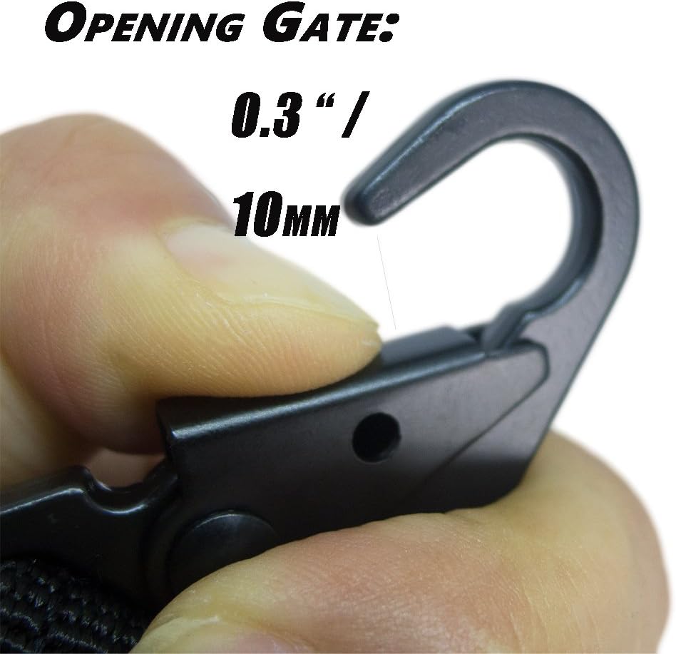 4 pcs Tactical Key Ring Belt Holder Nylon Clips with 1" HK Hooks Keychain Carabiner Buckle for Molle Strap Webbing Attachement, Black Khaki Green