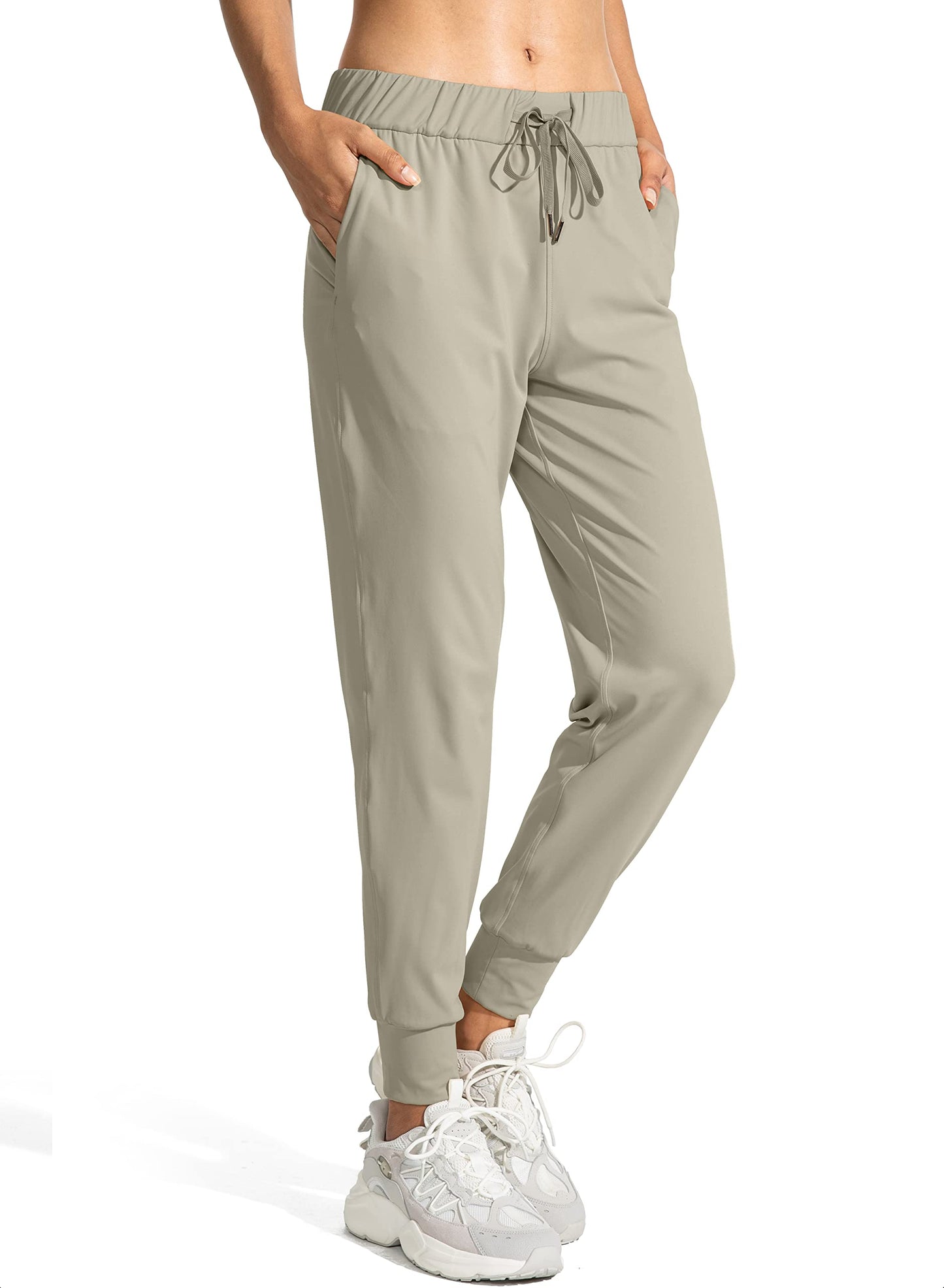 SANTINY Women's Joggers Pants Pockets Drawstring Running Sweatpants for Women Lounge Workout Jogging(Silver Sage_L)