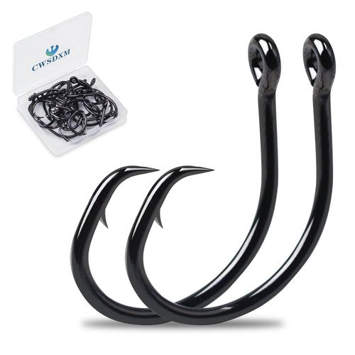 CWSDXM Circle Hooks Saltwater 20 pcs in-Line Wide Gap Fishing Hooks for Catfish 4X Strong High Carbon Steel Mustad Hooks for Tuna, Carp, Catfish, Bass,Size 1,1/0,2/0,3/0,4/0,5/0,6/0,8/0,10/0 (10/0)