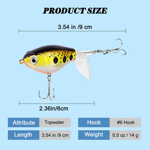 SMMYMGF Topwater Fishing Lures with Rotating Tail, Freshwater and Saltwater Hard baits kit for Bass Catfish Pike Perch etc.