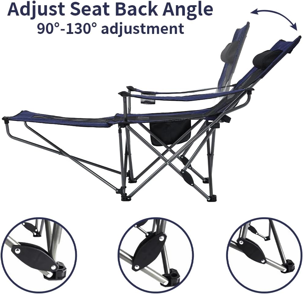 OUTDOOR LIVING SUNTIME Camping Folding Portable Mesh Chair with Removabel Footrest