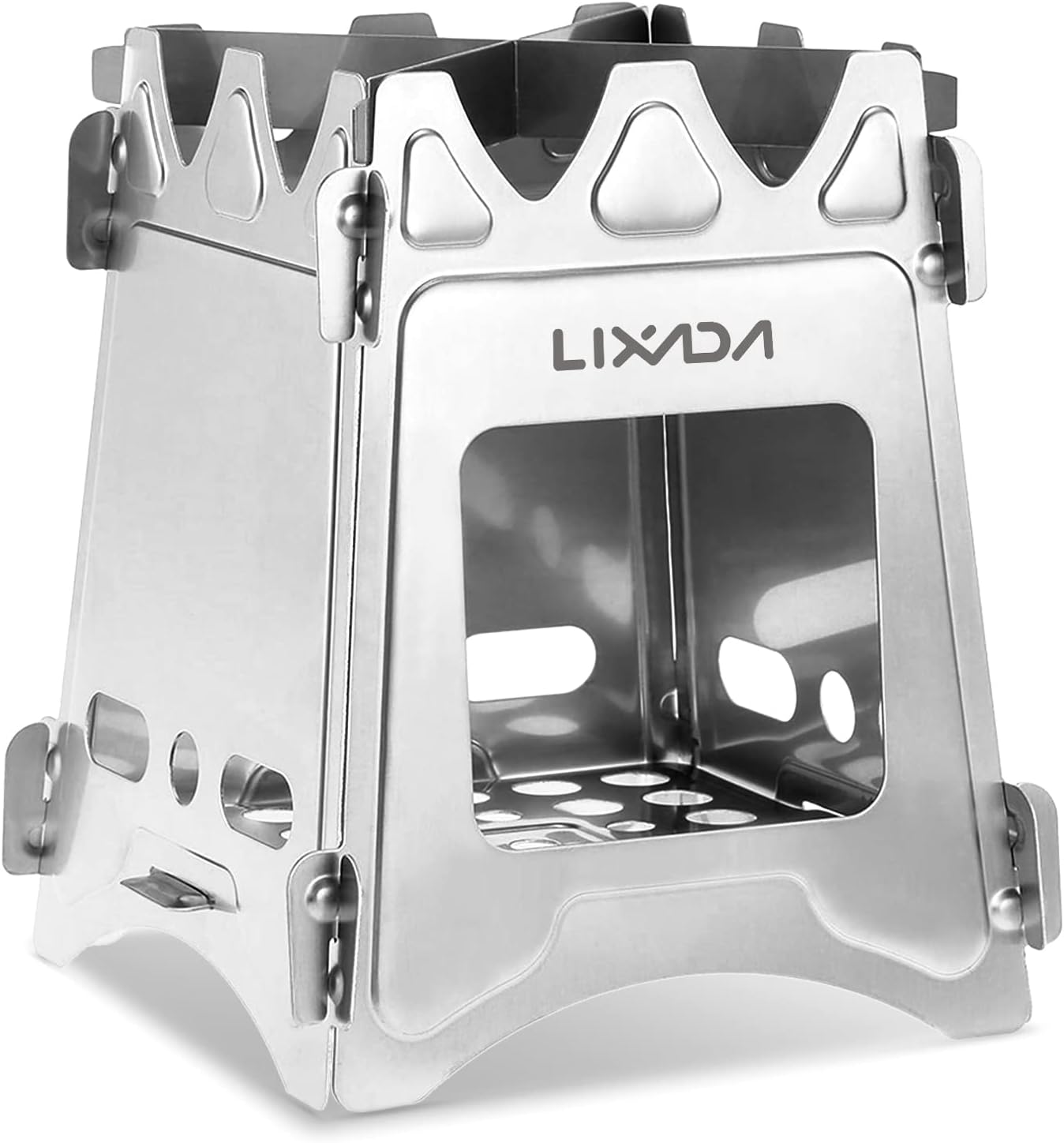 Portable Stainless Steel Camping Wood Stove - Lightweight Folding Backpacking Stove for Outdoor Cooking, Hiking, BBQ