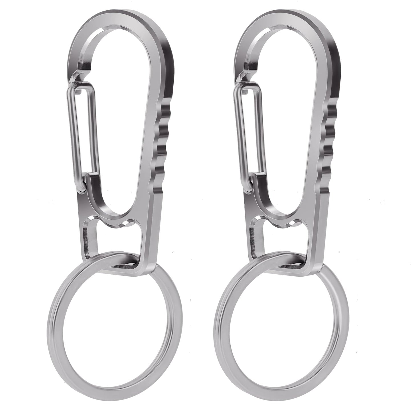 Generic FULLGUEEN Titanium Keychain Carabiner Clip,Multifunctional Keychain Carabiner,EDC Key Clip Anti-Lost Quick Release Key Ring Holder for Daily Use-2PCS, Grey