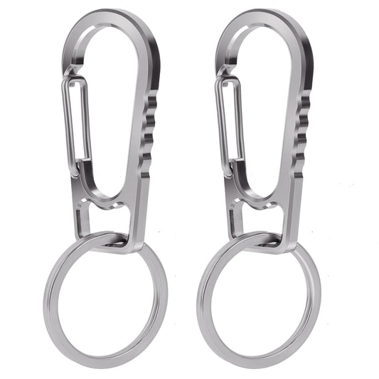 Generic FULLGUEEN Titanium Keychain Carabiner Clip,Multifunctional Keychain Carabiner,EDC Key Clip Anti-Lost Quick Release Key Ring Holder for Daily Use-2PCS, Grey