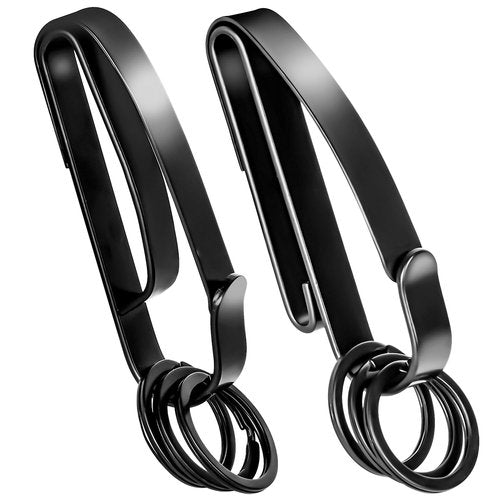 CREASOL 2-Pack Duty Belt Key Holder, Heavy-Duty Quick-Release Clip with Rings, Stainless Steel Stealth Design for Police, Security, and First Responders, Fits up to 2.25-Inch Belts