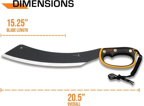 Elk Ridge 20.5" Fixed Blade Machete - Black Stainless Steel, Orange Handle, Nylon Sheath - Camping & Survival Tool
