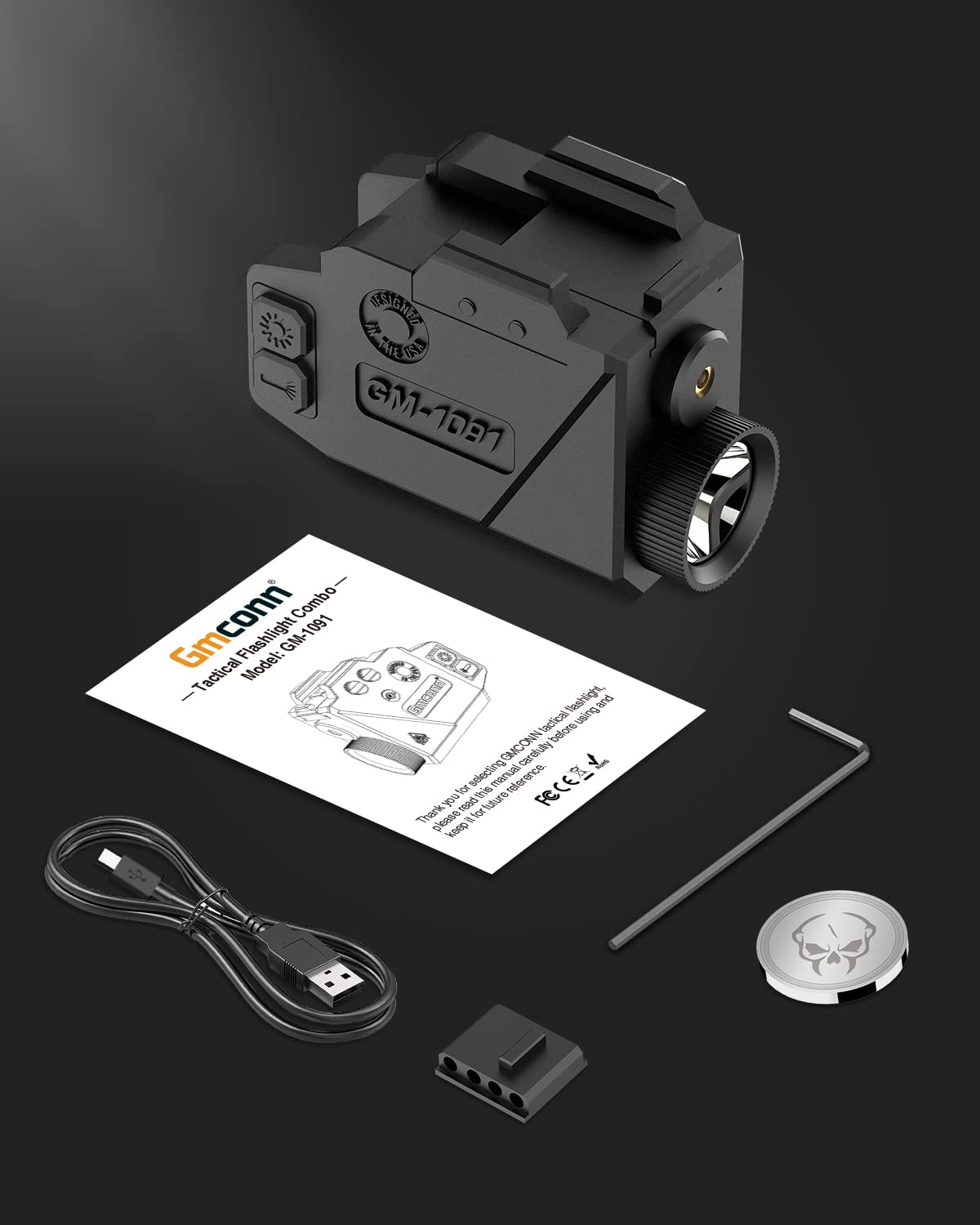 Gmconn Gun Light Red Laser Sight Weapon Pistol Flashlight, 800 Lumen LED Flashlight with Red Beam for Glock