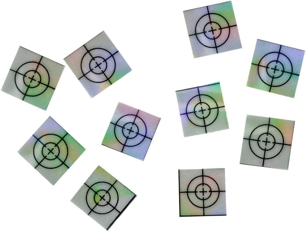 AdirPro N Style 50X50 MM Reflective Adhesive Target Sheets for Total Stations - Ideal for Back Sights, Check Shots, Elevation & Monitoring (Pack of 10)