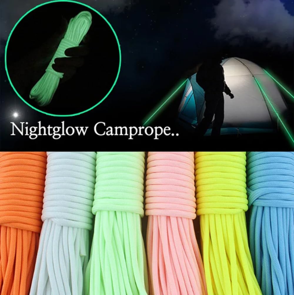 9 Strand 550 Luminous Glow in The Dark Paracord Parachute Cord 100FT (White)