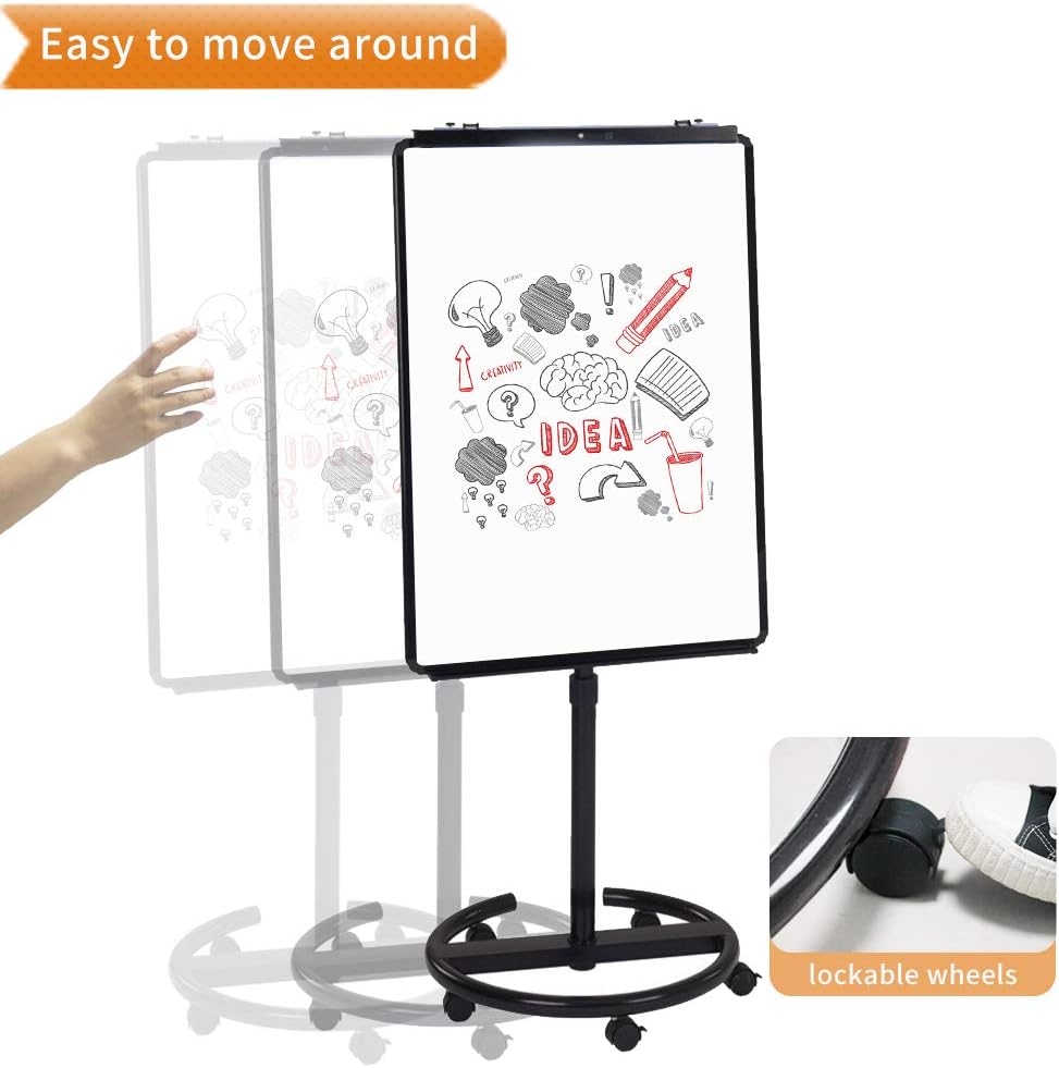 VIZ-PRO ECO Magnetic Mobile Whiteboard, 36 X 24 Inches, Easel Flipchart Stand Rolling Dry Erase Board with Paper Pads