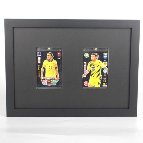 Sports Graded Card Display Case - Wall Mount with UV Protection Glass Door for Baseball Basketball Football Hockey Trading Card Collection (2*35PT Clips)