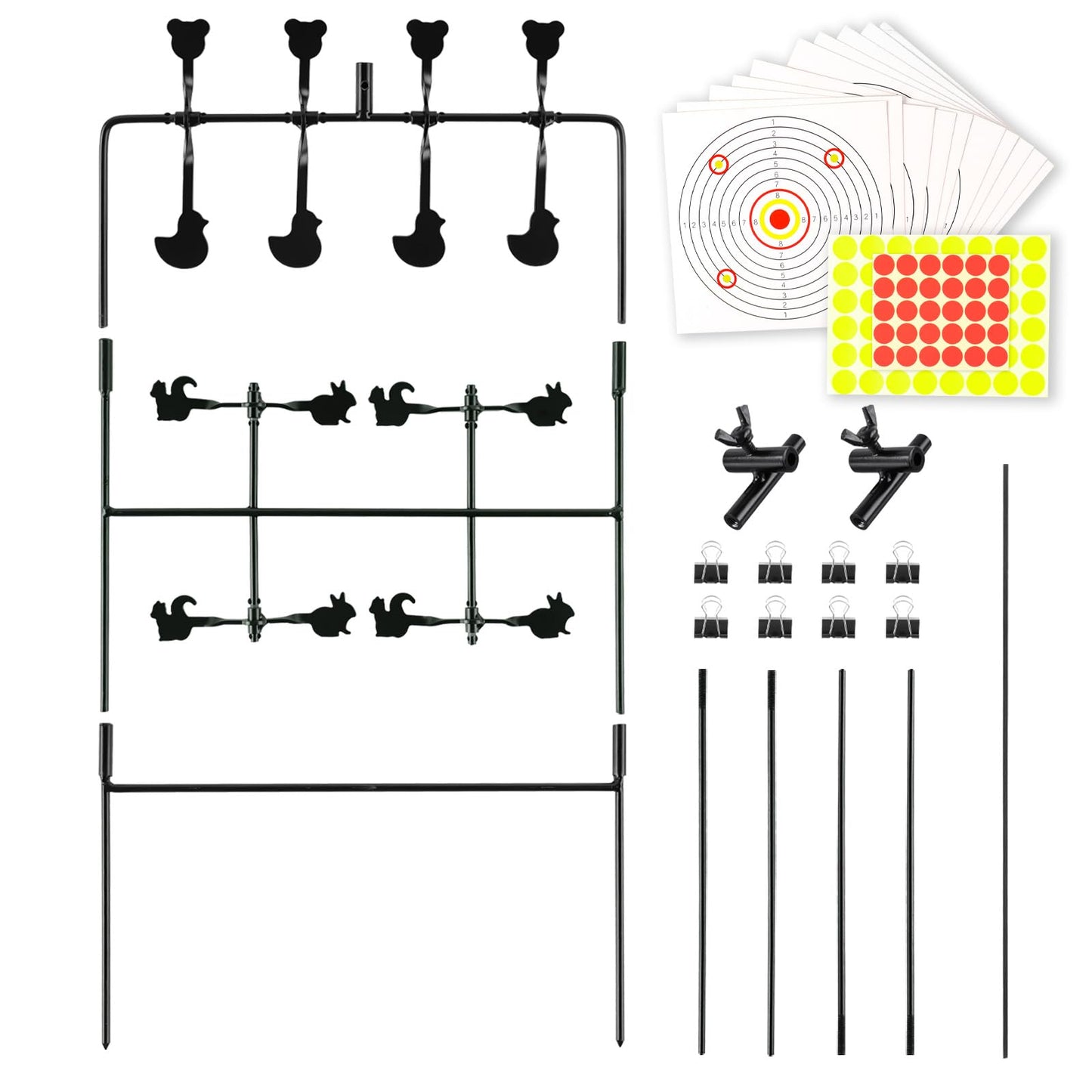 Highwild Multi-Shot Air Gun Pellet BB Gun Target 3-Section Detachable with Adjustable Paper Stand - Rated for .22/.177 Caliber