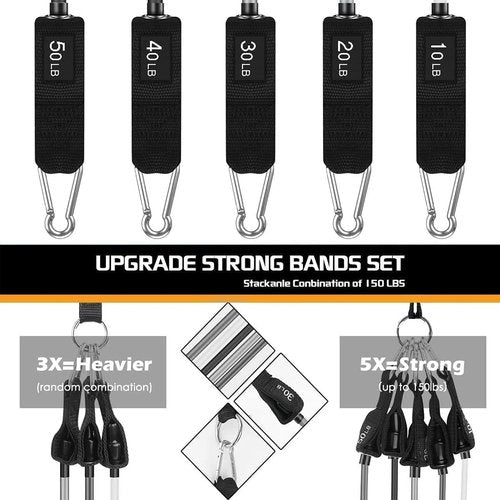 VEICK Resistance Bands, Exercise Bands for Working Out with Handles, Elastic Workout Bands for Men Women, Exercising Bands for Strength Training Equipment at Home Gym