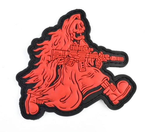 JFFCESTORE Funny Devil's Harvest Morale Tactical Patch PVC Rubber Morale Patch Hook Backed Emblem (Red)