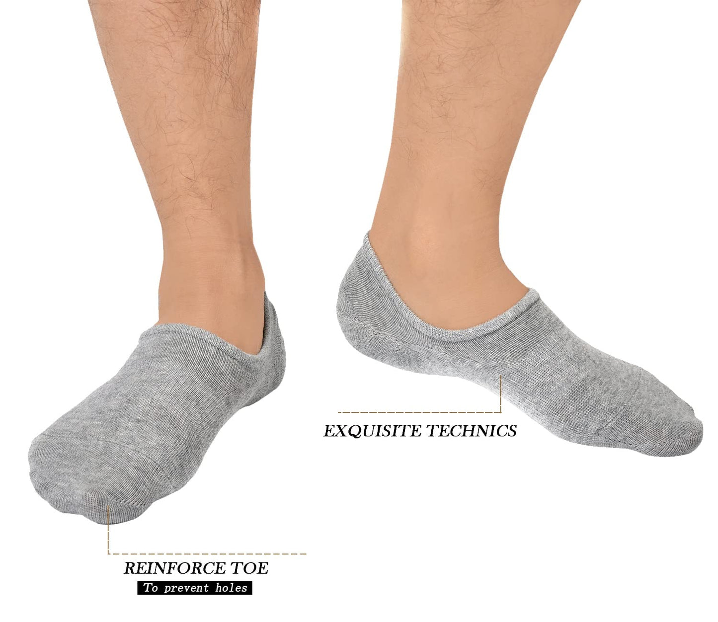 JORMATT 6 Pairs Mens & Women No Show Socks Non-Slip, Athletic Sneaker Cotton Invisible Low Cut Socks for Mens Shoe Size 6-10