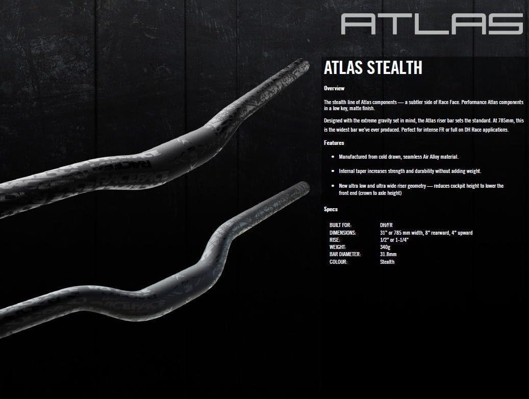 Race Face Atlas Riser Bar, (31.8) 32mm/785mm, Blue (HB12AR31.8BLU)