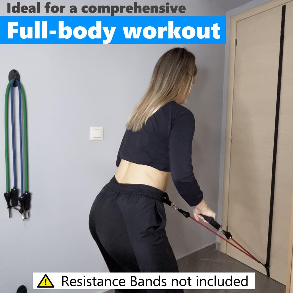 FITKIT Door and Wall Moveable Anchor Straps with Adjustable Multi Point for Resistance Bands, Workout Attachment for Home Gym, Fits 6-8 ft Doors