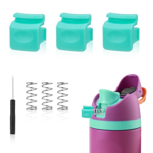Gosknor 3pcs Replacement Button Compatible with Owala FreeSip 24oz 32oz, Water Bottle Lid Mouth Push Switch Top Cap Seal Stopper Replacement Parts for Owala 16/19/24/32/40oz Accessories(Cyan)