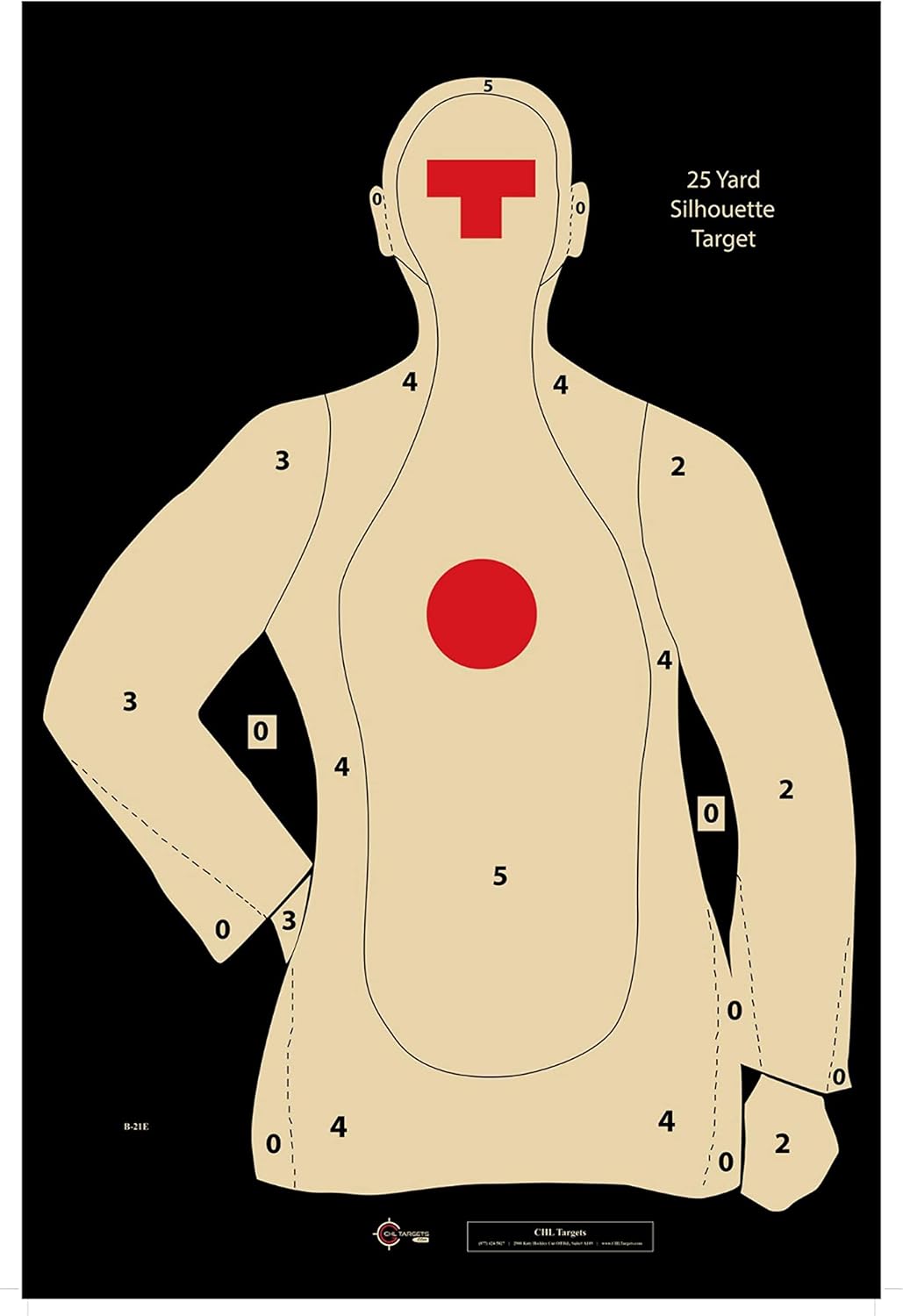Official NRA B-21E Target, 21 Yard Target, Shooting Paper Targets, 22.5" x 35", Police Silhouette, Bulk Targets