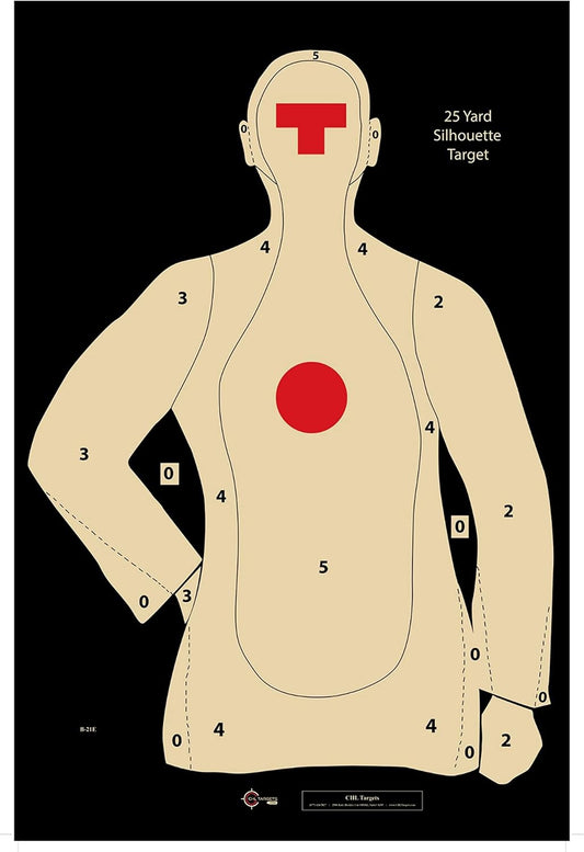 Official NRA B-21E Target, 21 Yard Target, Shooting Paper Targets, 22.5" x 35", Police Silhouette, Bulk Targets