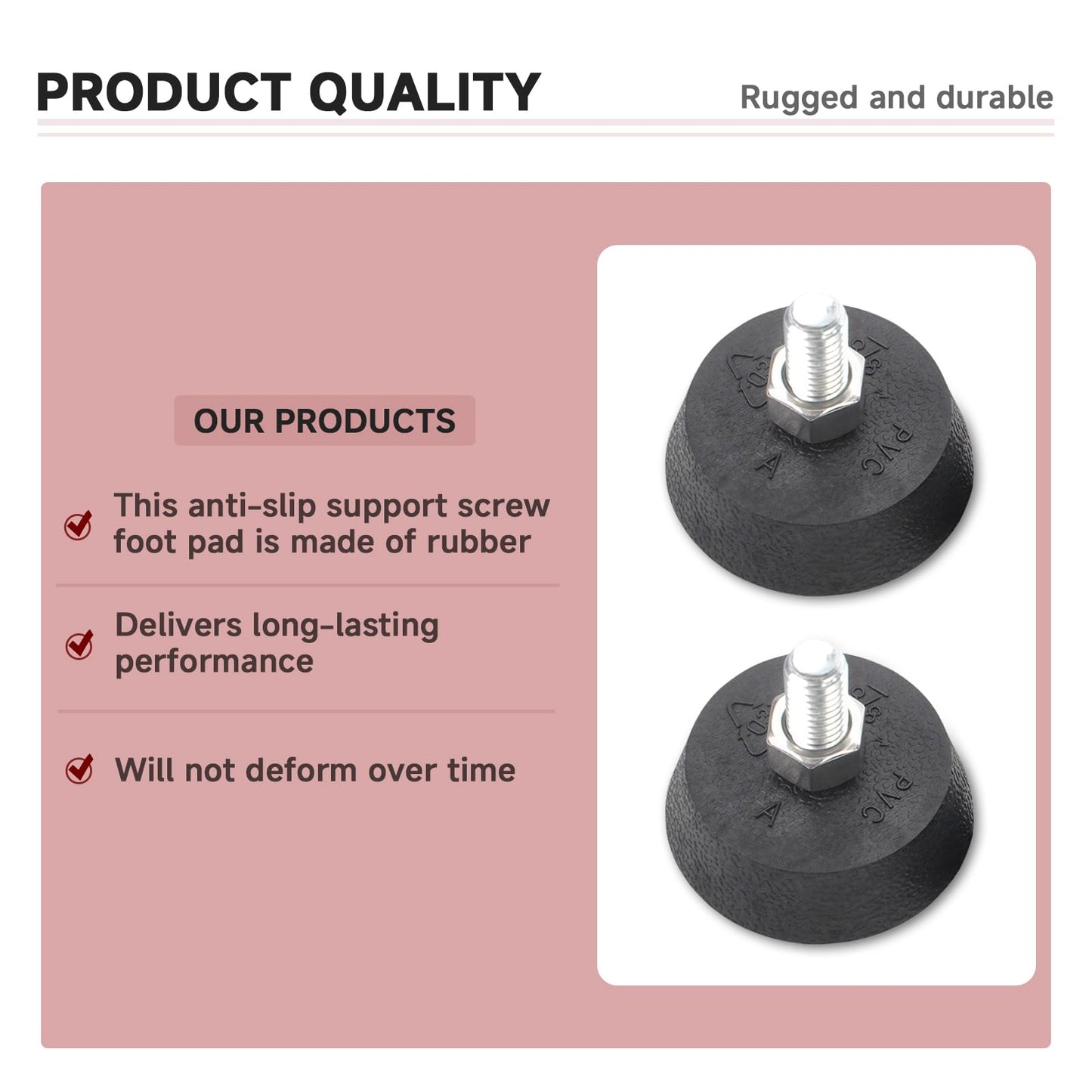 (4 Pack) for Peloton Exercise Bike Support Foot Pad, Upgraded Stainless Steel 3/8" Leveling Screws, Rubber Swivel Non-Slip Shock-Absorbing, Easy Install Replacement Parts