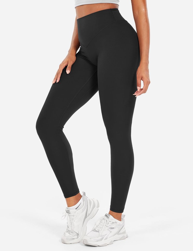 YEOREO Workout Leggings for Women Hidden Scrunch Tummy Control Leggings Agathia High Waisted Gym Yoga Pants Black L