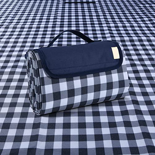 Blue Outdoor Picnic Blanket 80x60 Inch Waterproof Sand Mat for Beach Camping