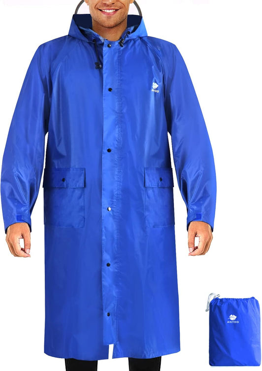 ANYOO Hood Rain Poncho Waterproof Lightweight Raincoat for Men Women Adult with Pocket for Hiking Camping Outdoor Activities