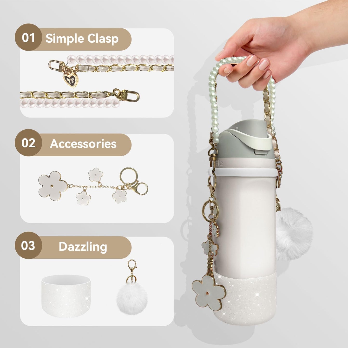 AMUSEPROFI Water Bottle Handle Strap - Compatible with Owala Accessories - Convenient, Stylish & Durable Hydration Solution for On-the-Go - 24oz & 32oz