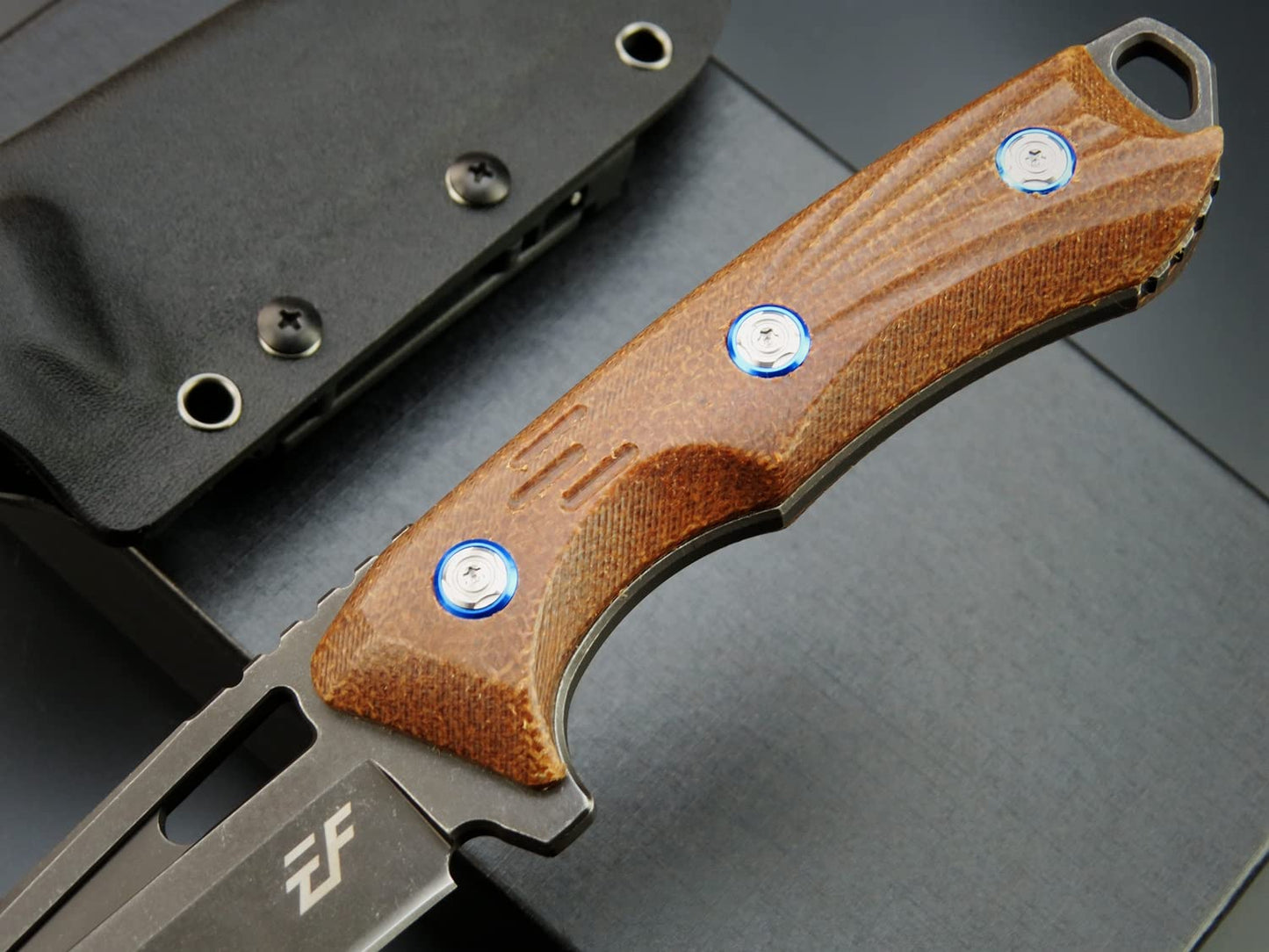 Eafengrow EF127 Fixed Blade Knife 14C28N Steel Blade, Micarta Handle Full Tang Fixed Knifes for Working Camping Hunting Survival Heavy Duty EDC Tool Knife(Brown)