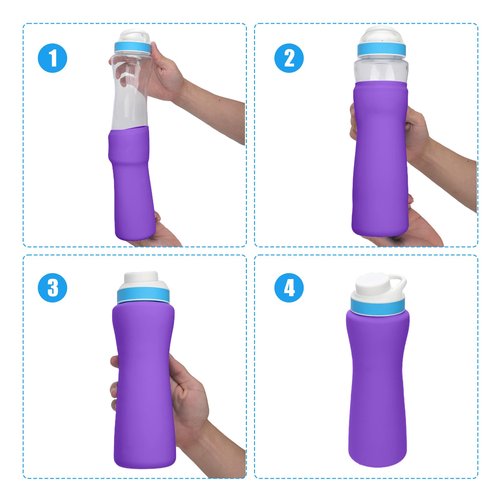 Sleeve for Cirkul Water Bottle 22OZ, Silicone Water Bottle Sleeve for Cirkul Plastic Water Bottle Insulated Protective Cover Water Bottle Holder Accessories Prevent Collision (Purple)