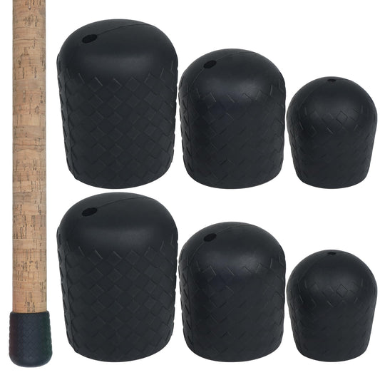 JSHANMEI Fishing Rod Butt Cushion - 6pcs Set with Pole Butt Cap Seat Cushions Pole Protector End Fishing Rod Holders Black