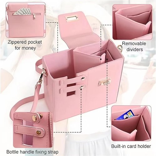 Stanley Outdoor Portable Crossbody Cup Storage Bag with Purse, Outdoor Portable Crossbody Water Cup Storage Bag, crossbody Bag for Stanley Bottle（Balck）