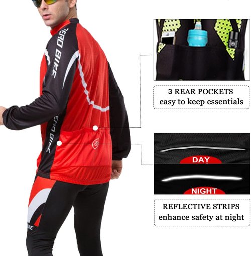 Men's Breathable Long Sleeve Cycling Jersey - Soft Polyester for Outdoor Sports