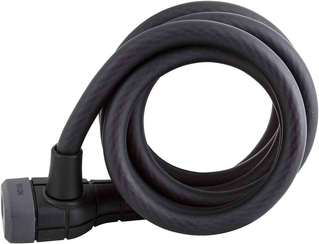 ABUS 6 Series 12mm Key Coil Cable Lock - 185cm, Durable Black Security Lock