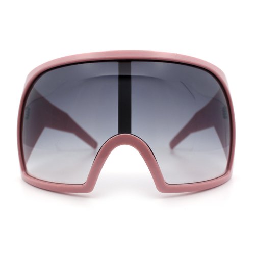 Super Oversized XXL Goggle Style Wrap Around Sport Plastic Sunglasses Pink - Smoke