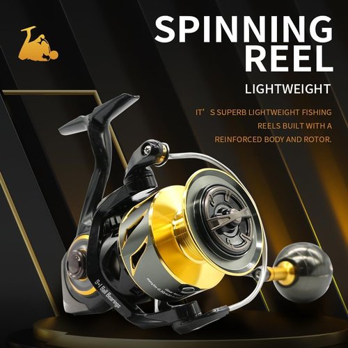 Rooblinos SW Long Shot Jigging Spinning Reel, Saltwater Big Fishing 6000/8000 Surf Reel,10+1 BB, 66LB Max Drag, Ultra Light, Inshore Offshore Surf Reel (8000)
