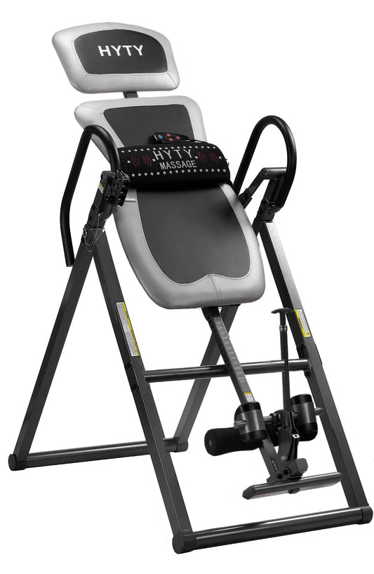 HYTY Massage Inversion Table for Back Pain Relief - Back Stretcher Machine with Adjustable Headrest, Foldable Design, Back Inverter/Strength Training, 300 Lbs Capacity