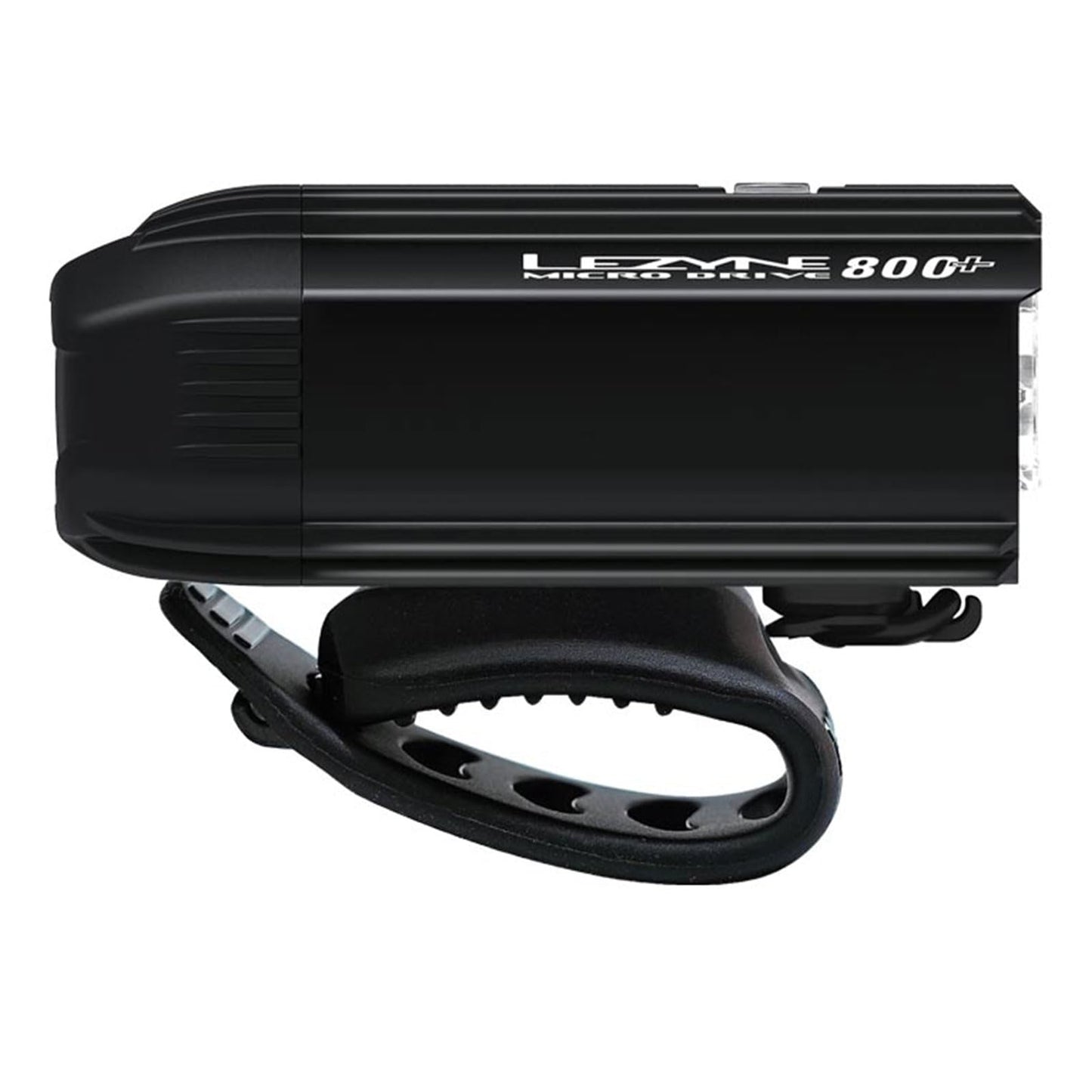 LEZYNE Micro Drive Bicycle USB Rechargeable IPX7 Waterproof White LED Front Light w/Multiple Solid & Flash Modes | Integrated Silicone Rubber Strap Mount, Black Satin