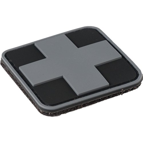 Spec Operator Medic Cross Patch PVC Rubber 3D | Hook and Loop Backing | 2" x 2" (Grey on Black)