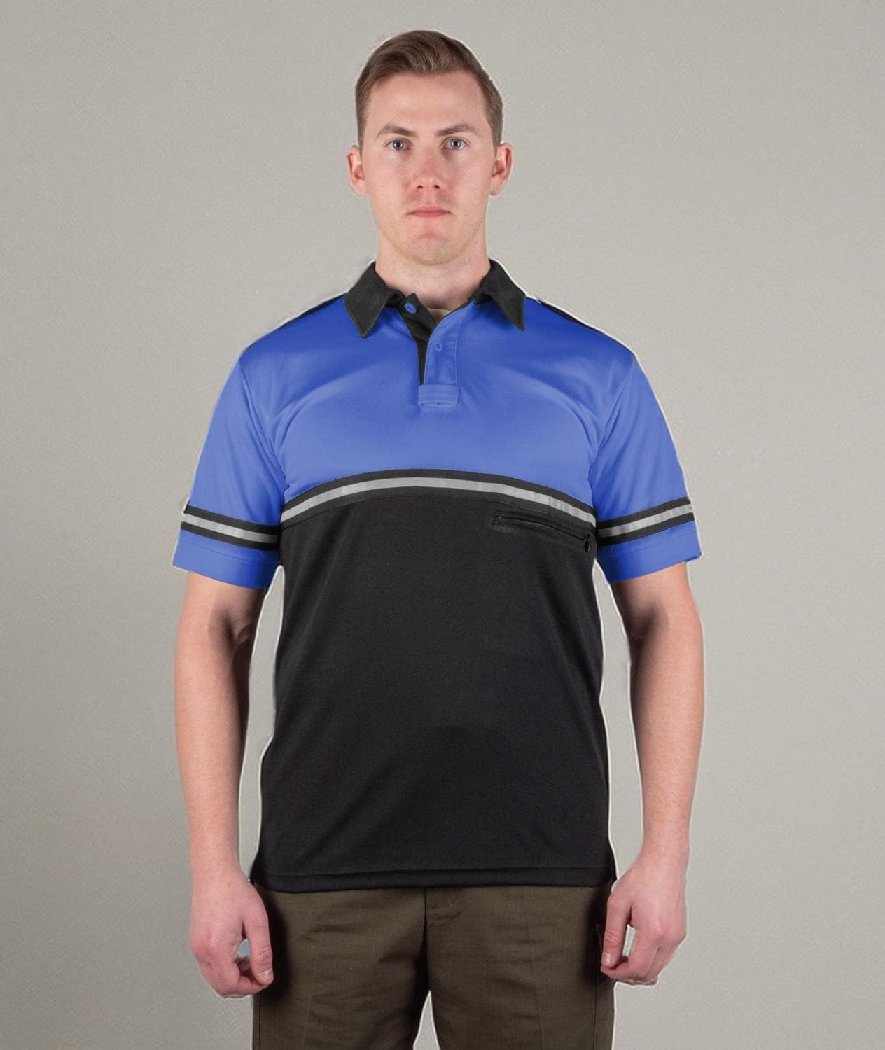 Reflective Two-Tone Bike Patrol Shirt with Zipper Pocket - First Class Safety Gear