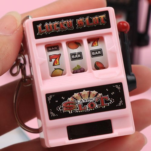Opexicos 4Pcs Game Machine Keychain Mini Casino Lucky Charm Jackpot Key Chains Pendant Gifts