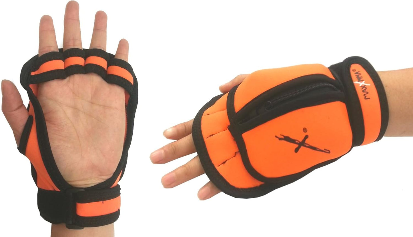 MaxxMMA Adjustable Weighted Gloves, 2 lb. Set - Removable Weight (2 x 0.5 lb. Each Glove) for Sculpting MMA Kickboxing Cardio Aerobics Hand Speed Coordination Shoulder Strength
